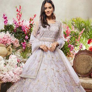 Dusty Purple Net Anarkali